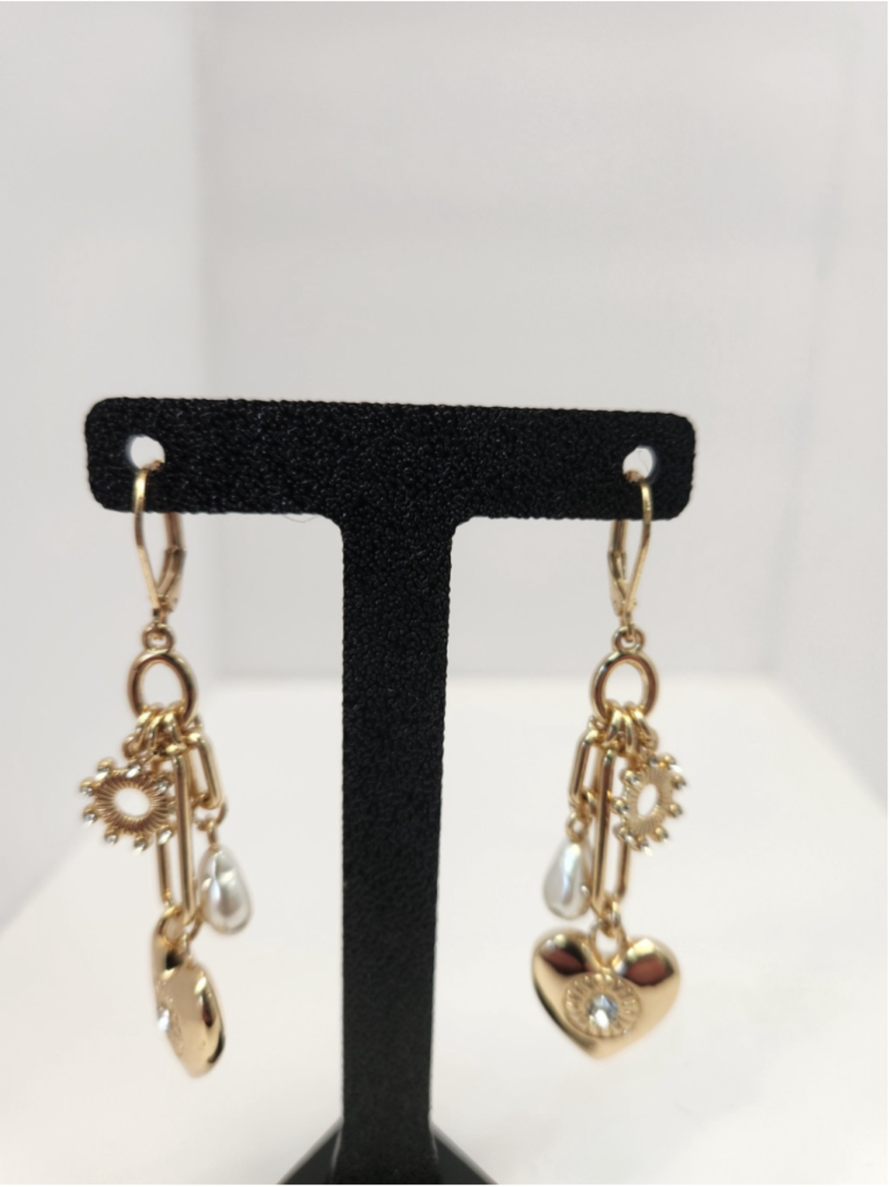 ON·34TH Gold and White Heart Drop Earrings - Picture 2 of 6